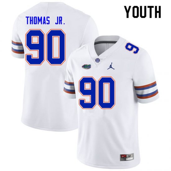 Youth Florida Gators #90 Chris Thomas Jr. NCAA Nike White Authentic Stitched College Football Jersey ZLZ2062YZ